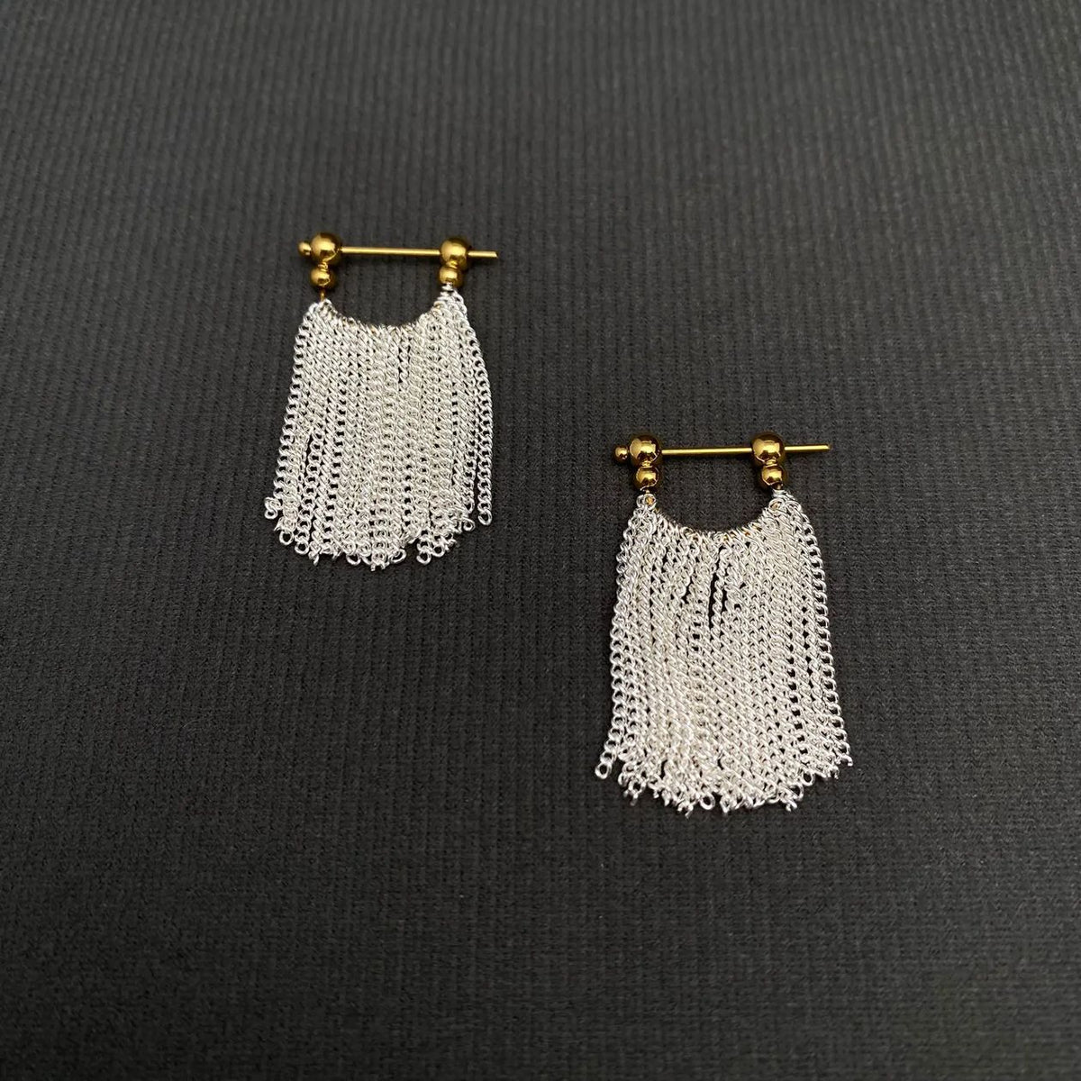 18k gold plated stainless steel chain fringe earrings