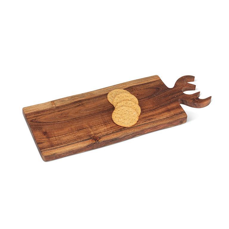 Abbott medium antler handle wood board styled with cheese