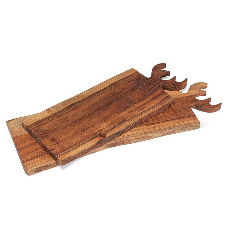 Abbott antler handle wood serving boards stacked