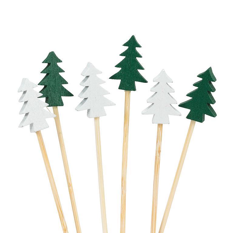 Abbott green and white Christmas tree cocktail picks