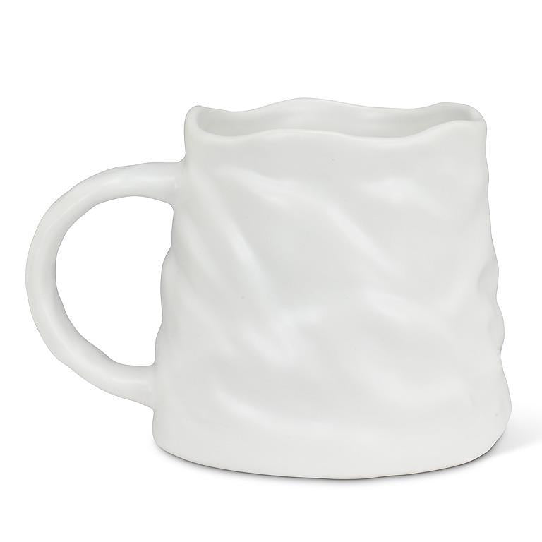 Abbott white mountain look mug, back view showing textured design