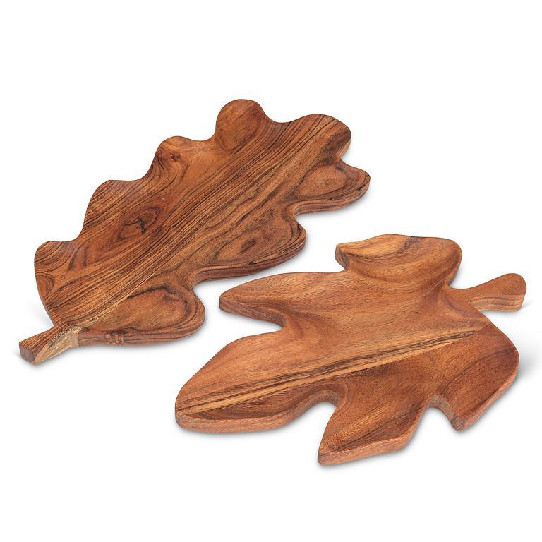 Abbott oak leaf wood serving dishes in assorted sizes