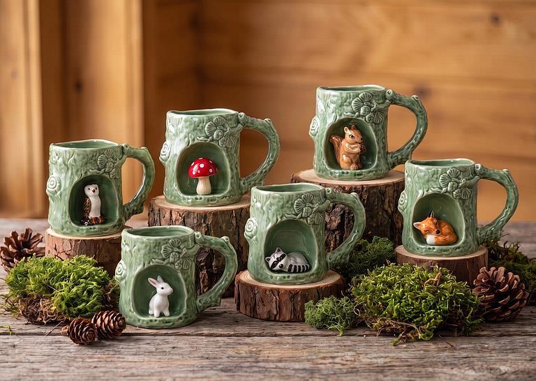 Abbott tree look mugs with woodland animals