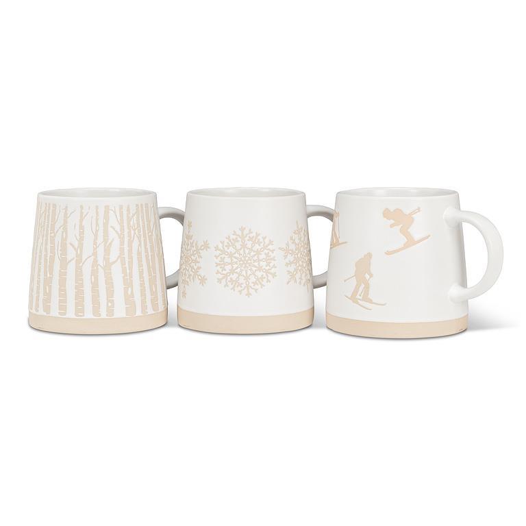 Abbott wide base ceramic mugs with winter designs