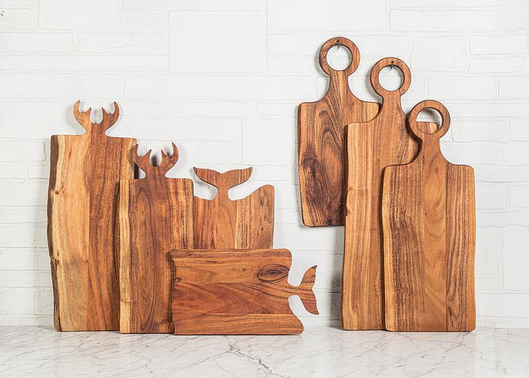 Abbott wood serving board collection including the antler handle board