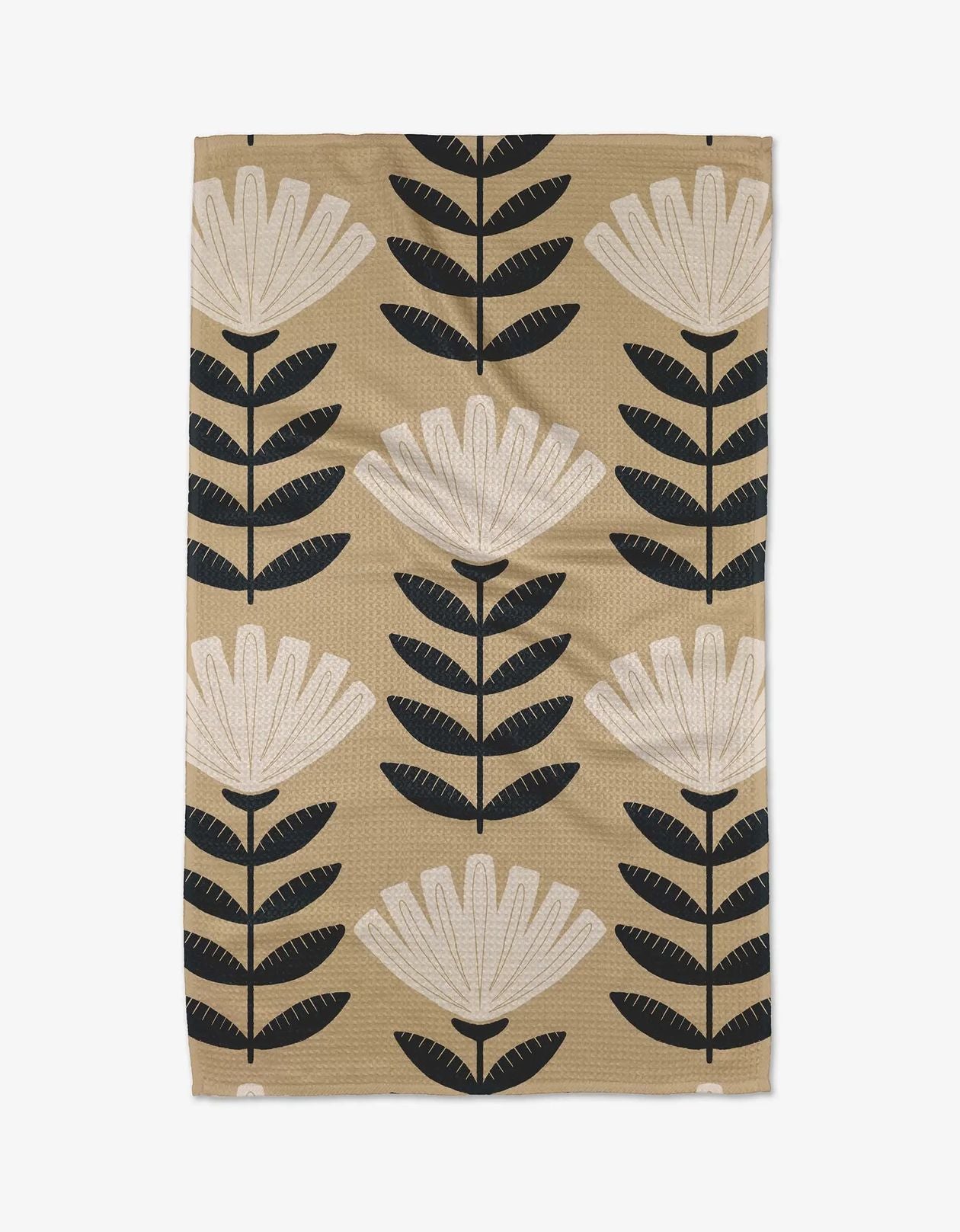 Floral patterned towel with beige background