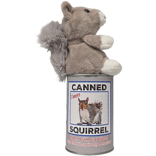 Canned Gray Squirrel plush in a can by Canned Gifts, view 4
