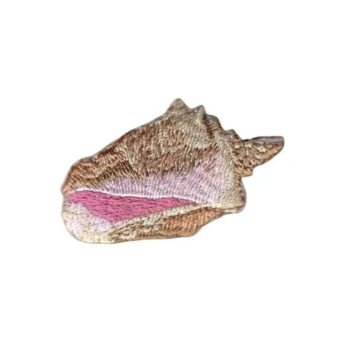Embroidered conch shell beach iron-on patch