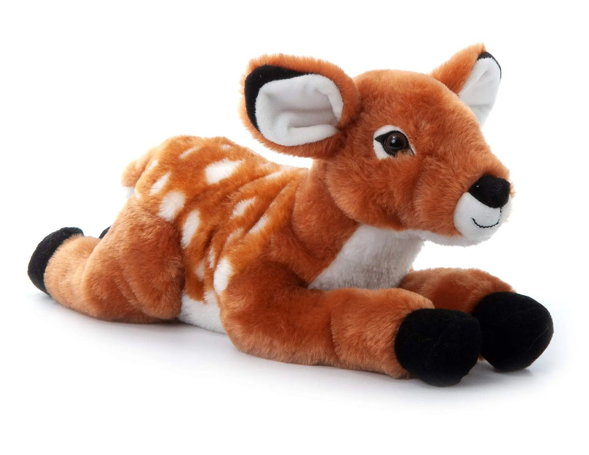 Plush deer toy on a white background