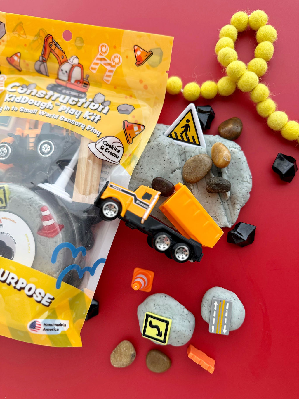 Earth Grown KidDoughs Construction KidDough Play Kit with construction trucks, rocks and play dough