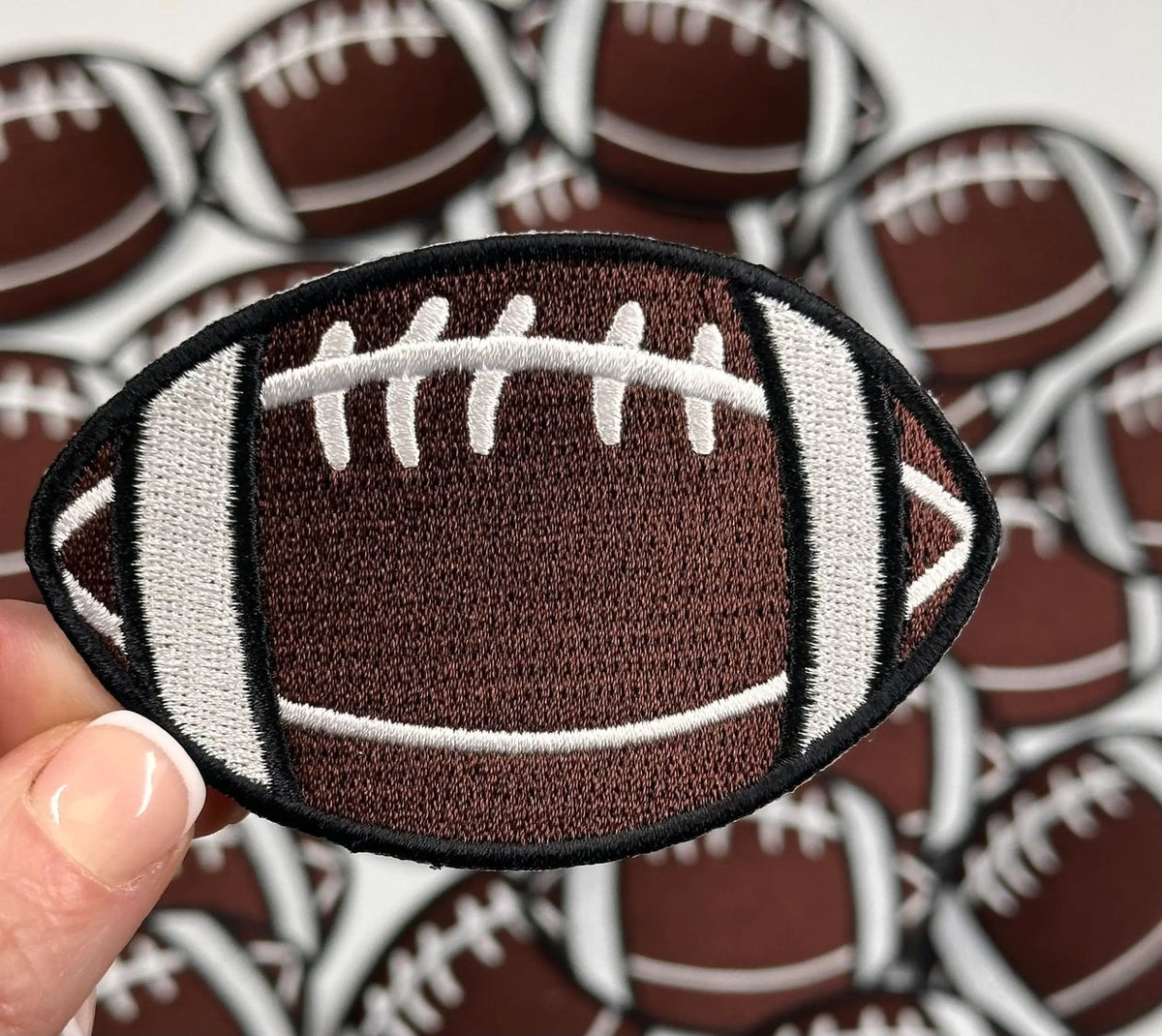 Embroidered football hat patch