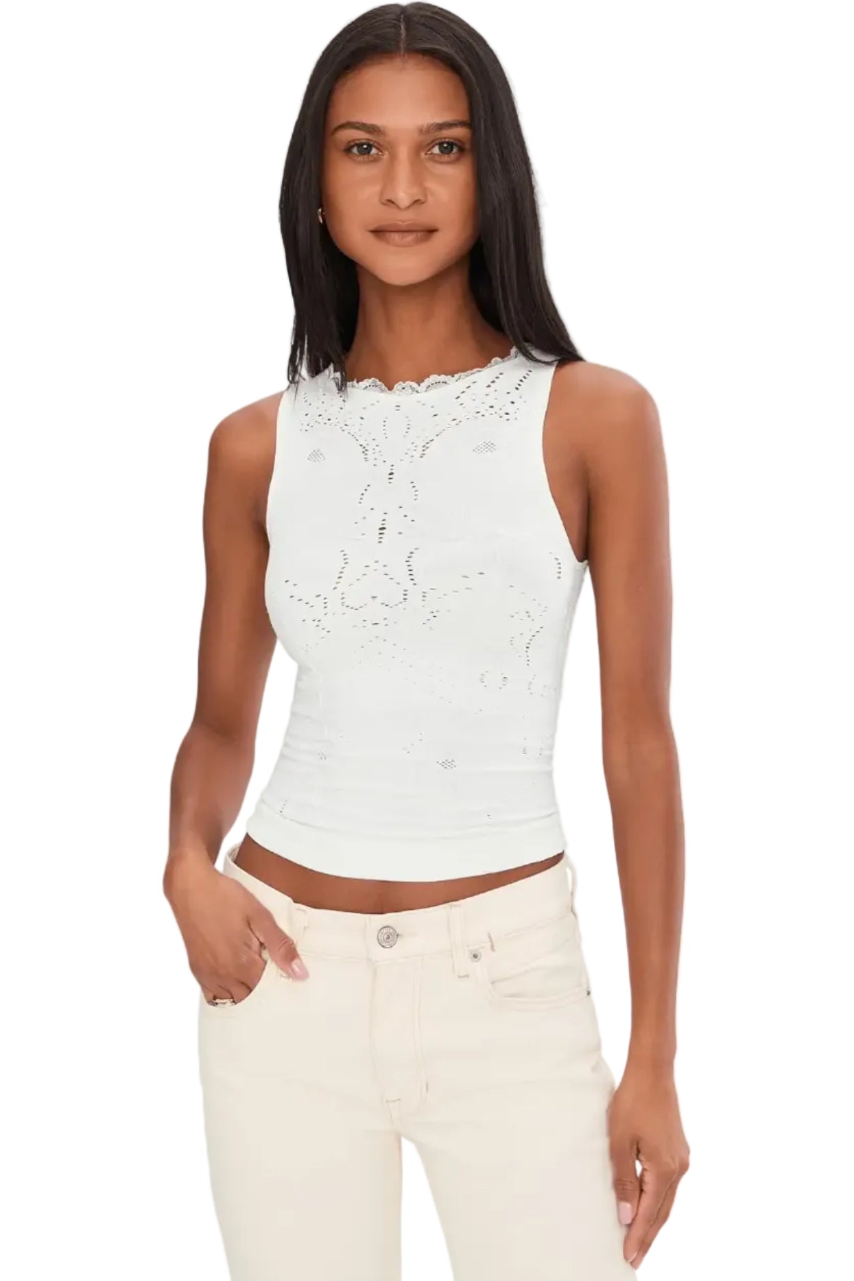 Free People Flirty Flutters Tank Ivory Whitfield & Co.