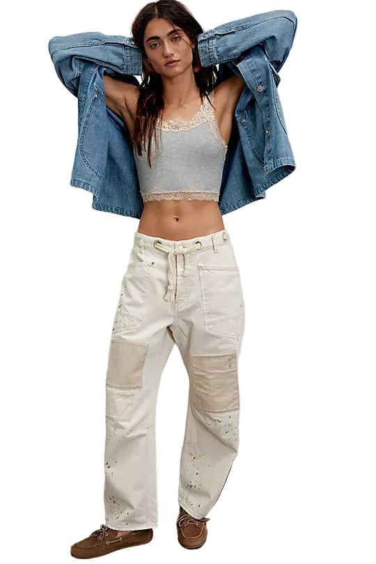 Free People Moxie Low Slung Pull On Pants White Whitfield & Co.