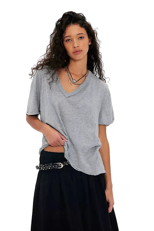 Free People Nina V Neck Tee Grey Whitfield & Co.