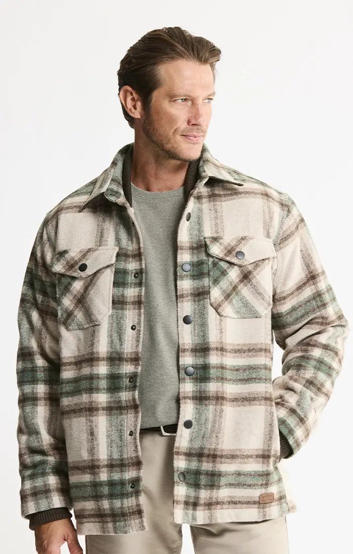 JACHS NY sherpa lined wool blend plaid jacket