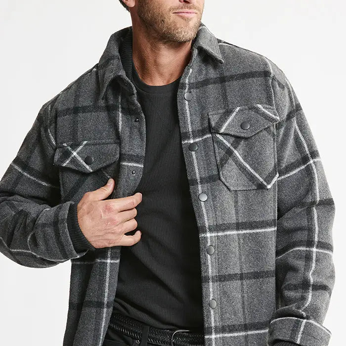 JACHS NY sherpa lined wool blend plaid jacket - view 2