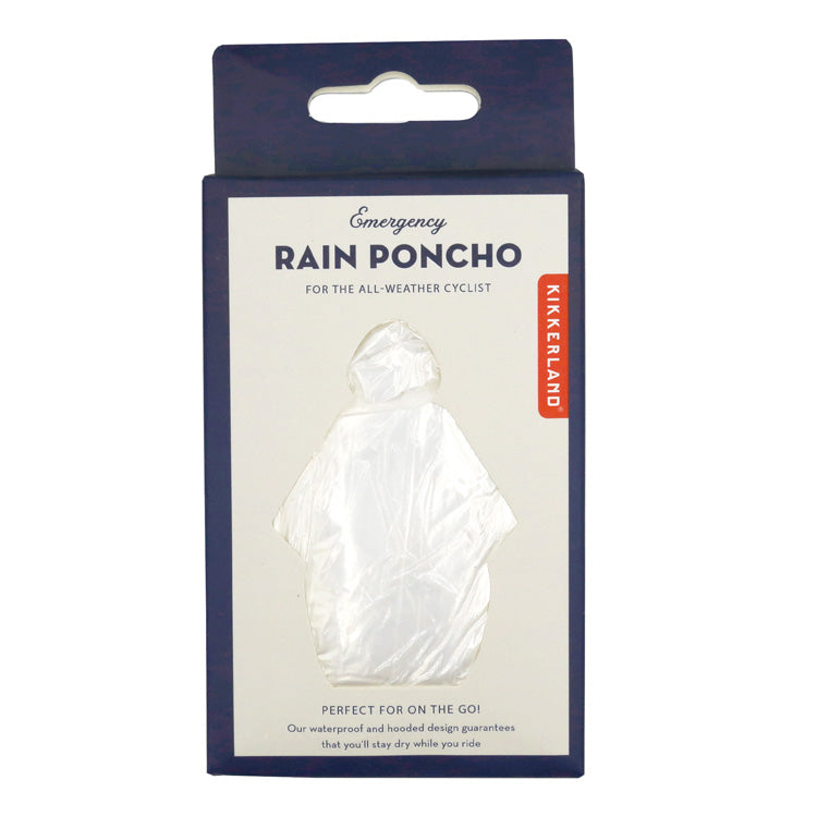 Kikkerland emergency rain poncho in its compact package