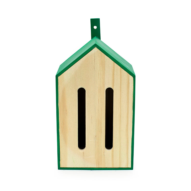 Kikkerland Little Butterfly House in natural wood with green roof