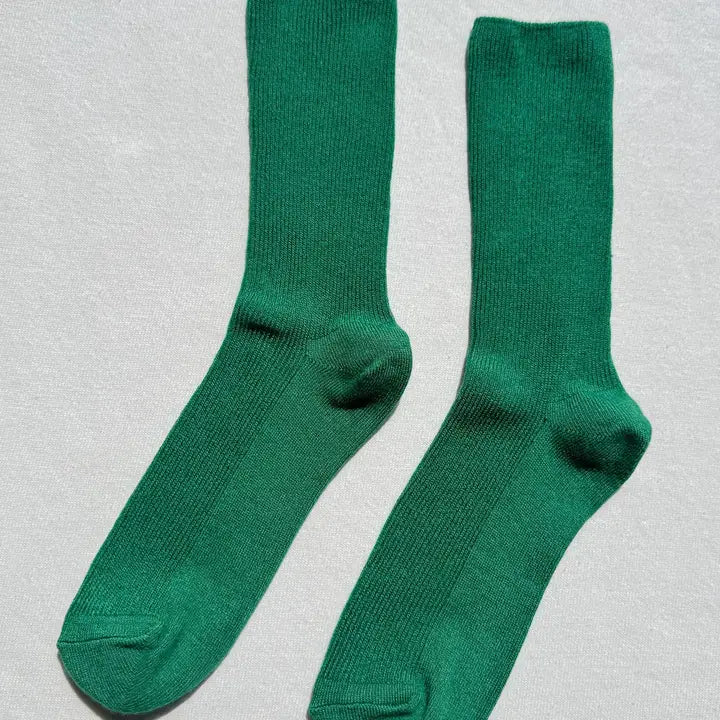 Le Bon Shoppe Trouser Socks in green, lightweight ribbed crew socks