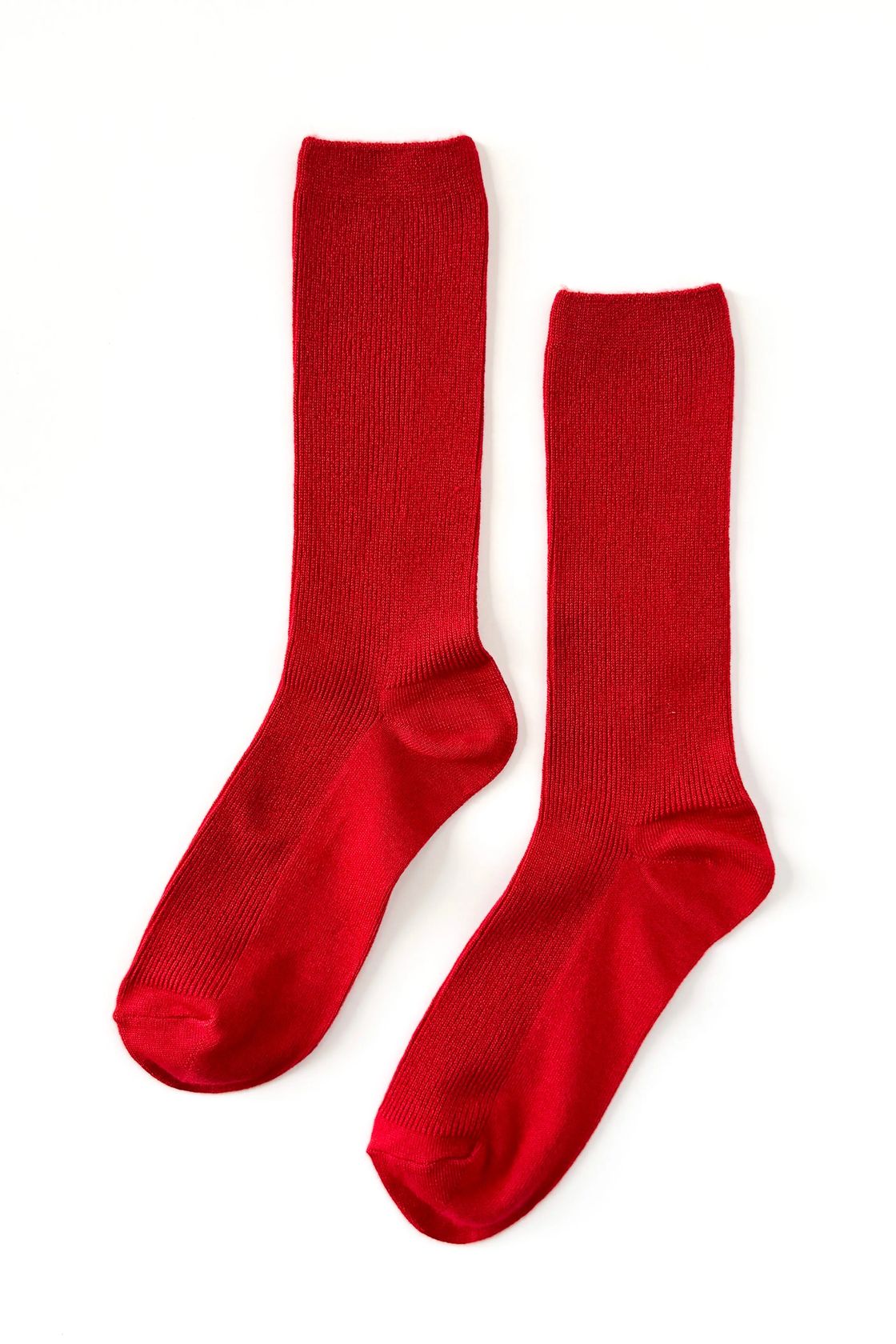 Le Bon Shoppe Trouser Socks in Tuscan Red, lightweight ribbed crew socks