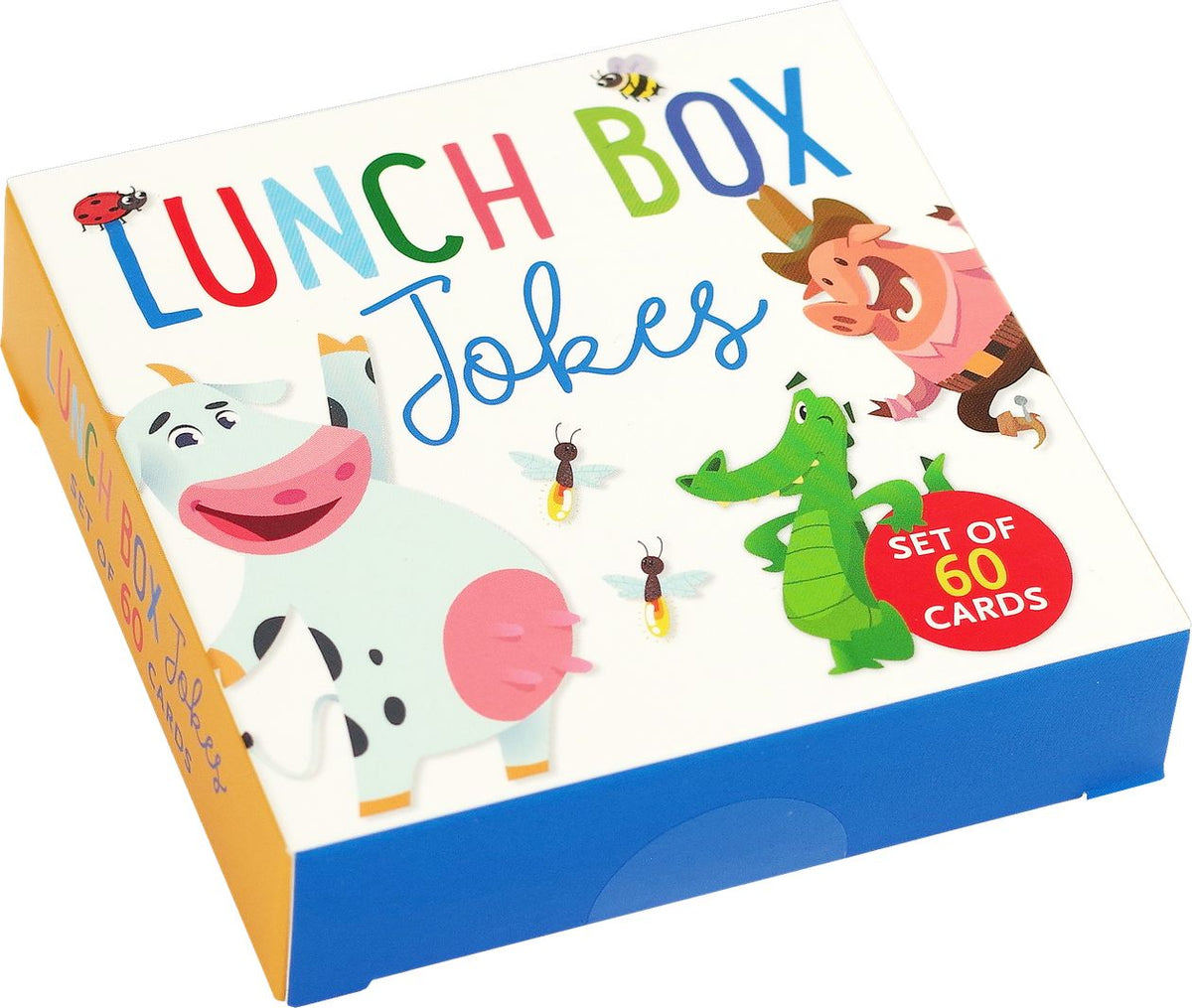 Lunch Box Jokes card set packaging with cartoon characters on a white background