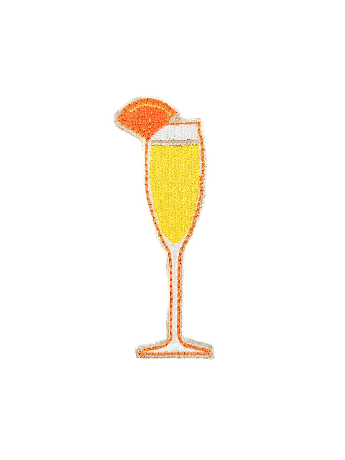 Patch of a champagne flute with orange slice on a white background