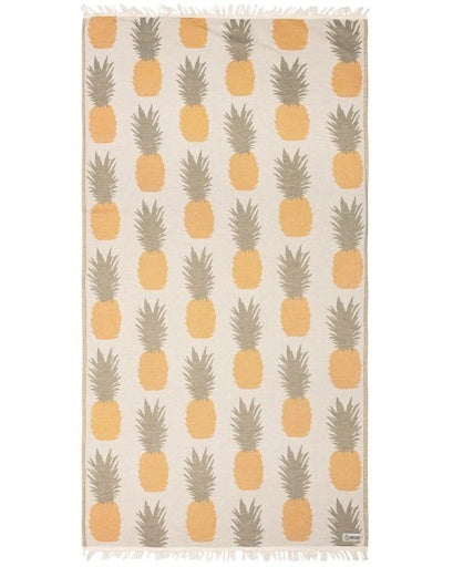 Towel with pineapple pattern on a white background