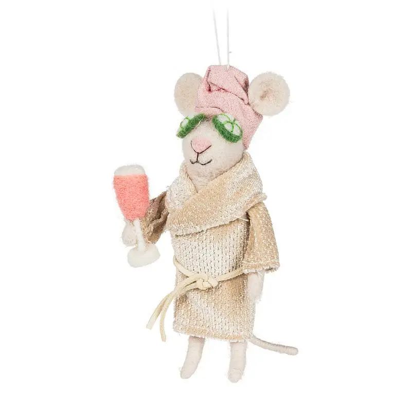 Abbott spa mouse with cucumbers ornament, 5.5 inches