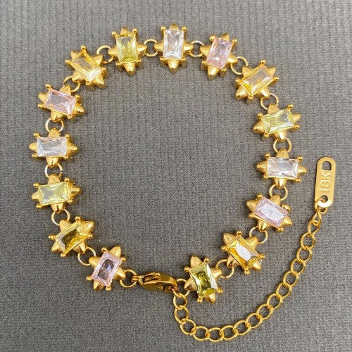 Square product photo of square zircon inlaid 18K gold plated bracelet for Google Shopping