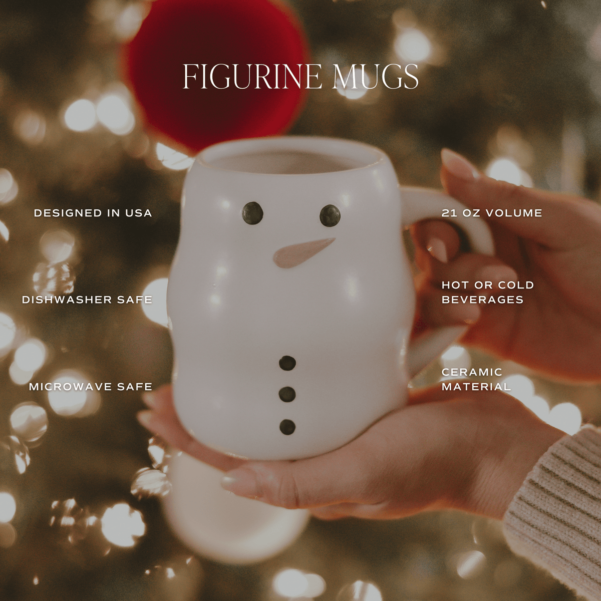 Sweet Water Decor Snowman figurine coffee mug product features graphic
