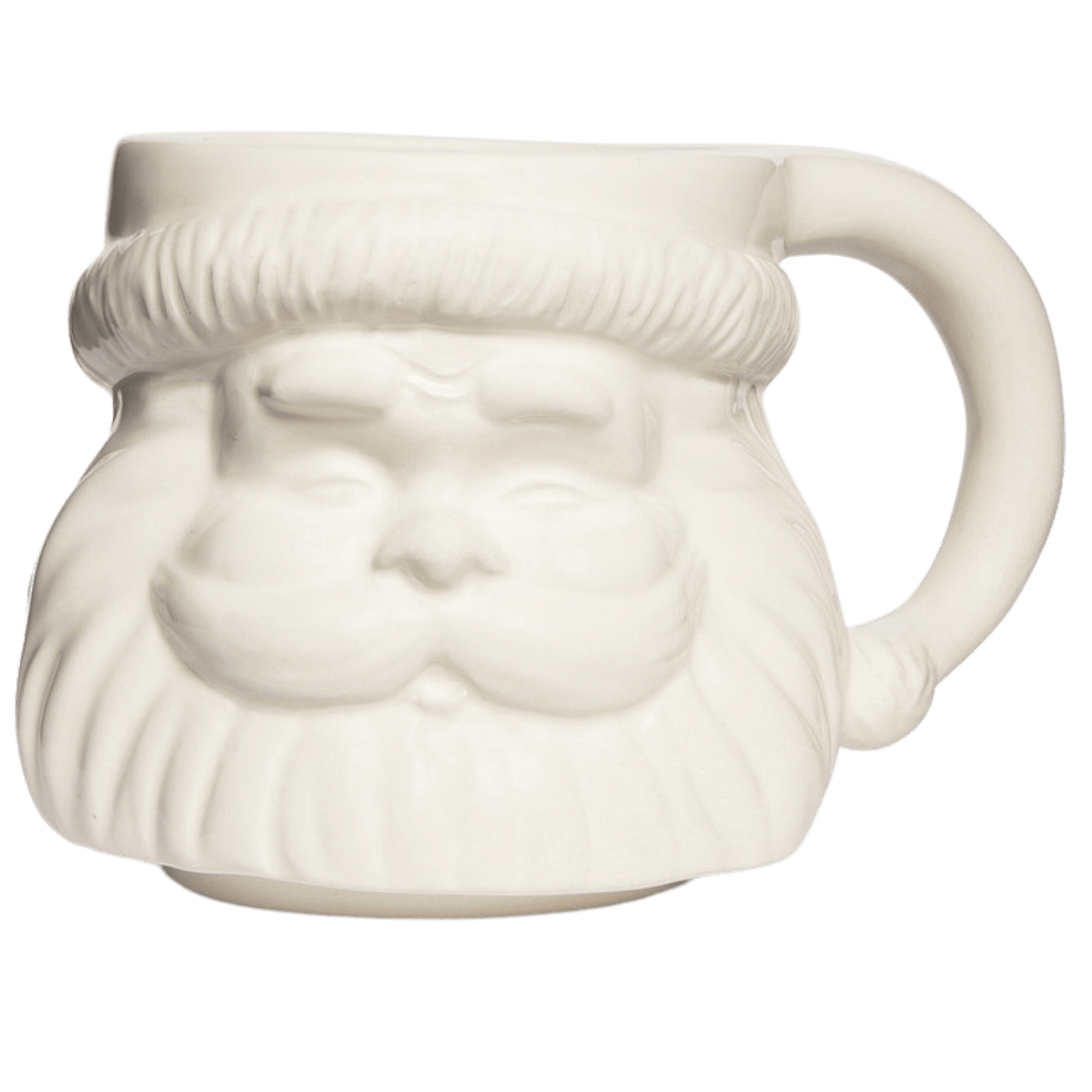 White Santa face figurine coffee mug on a white background