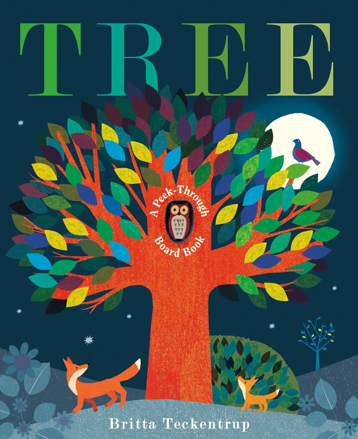 Colorful tree book cover with animals and text