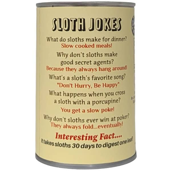 Twiggy the Canned Sloth plush in a can by Canned Gifts, view 2