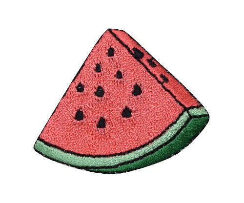 Embroidered red watermelon slice summer fruit iron-on patch
