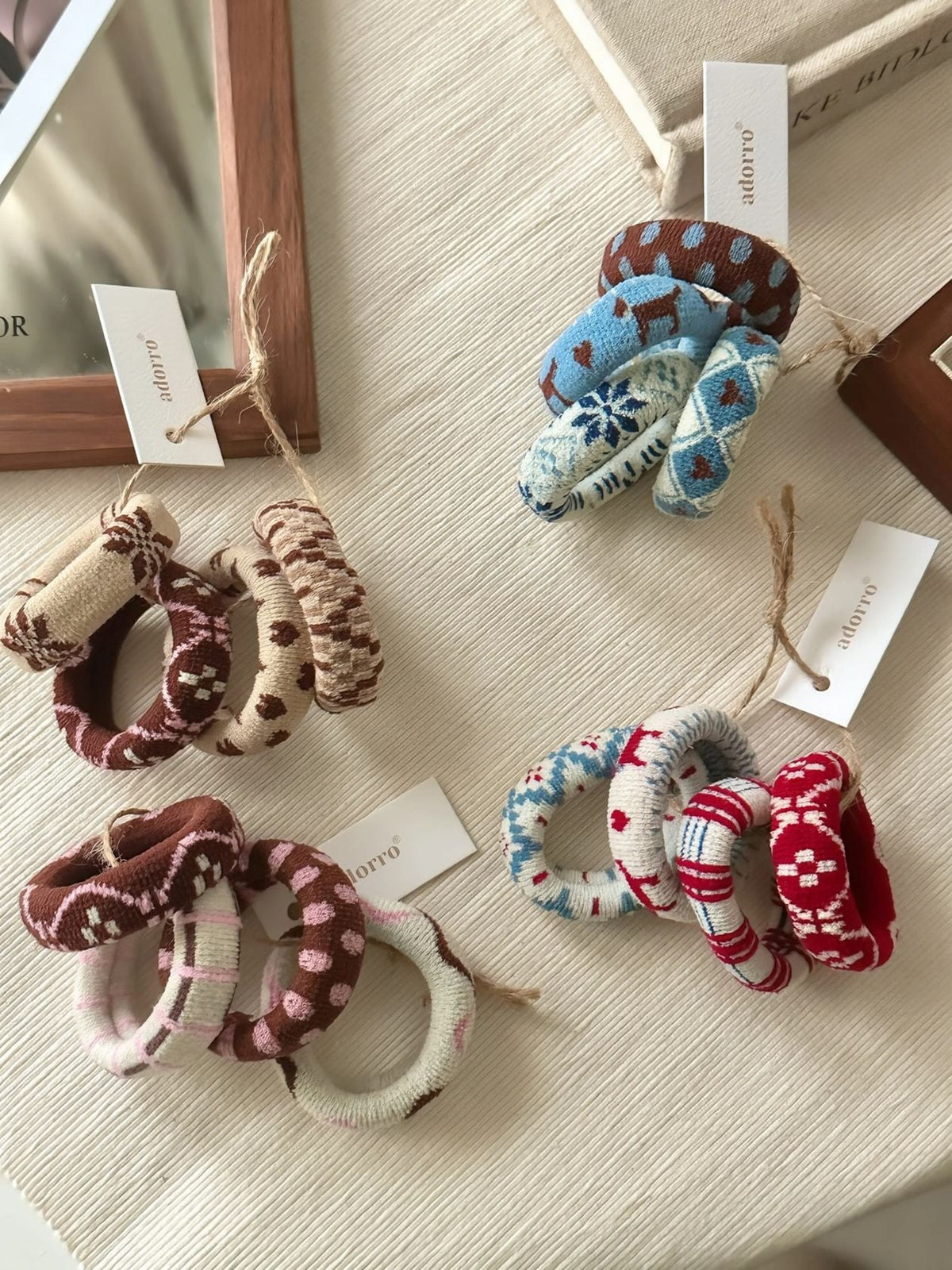Christmas hair accessories - winter patterned seamless hair ties