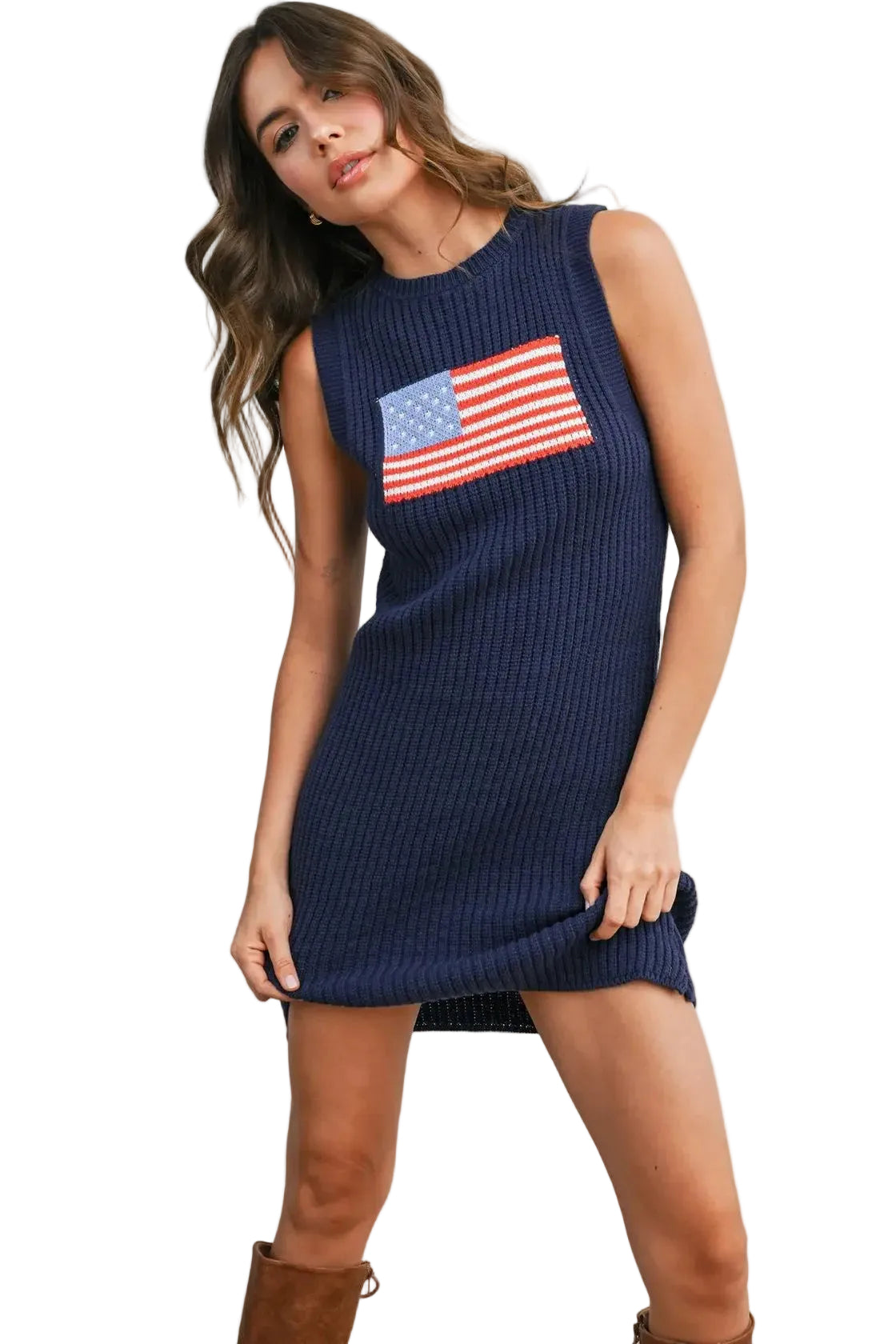 American Flag Graphic Sleeveless Knit Dress Whitfield & Co.