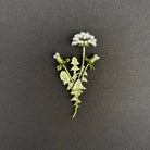Gold-tone dandelion brooch with clear rhinestones, square crop