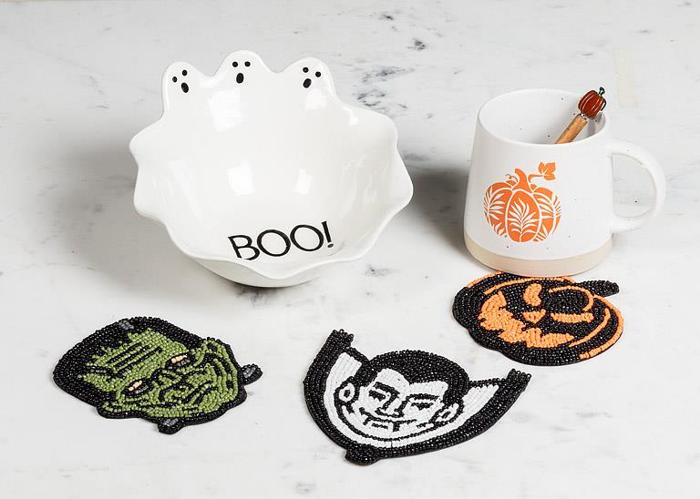 Abbott BOO ghost bowl styled on a Halloween table