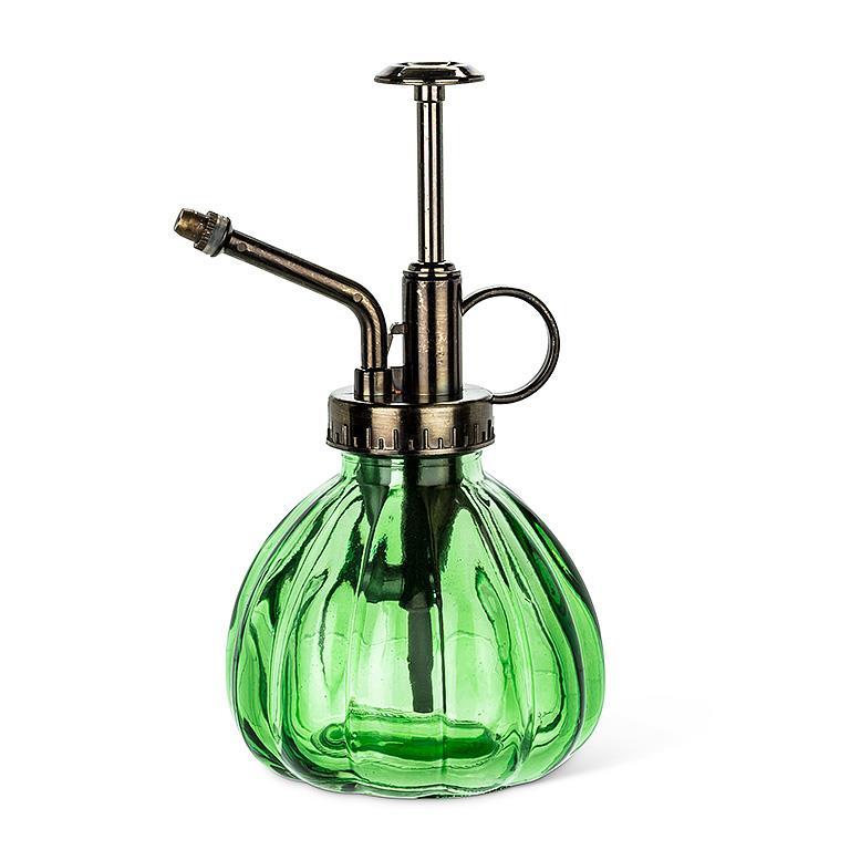 Abbott green glass plant mister with brass pump
