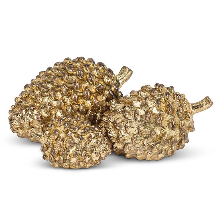 Abbott antique gold Christmas pinecones in assorted sizes