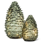 Abbott green glass pinecone LED lights, large and medium