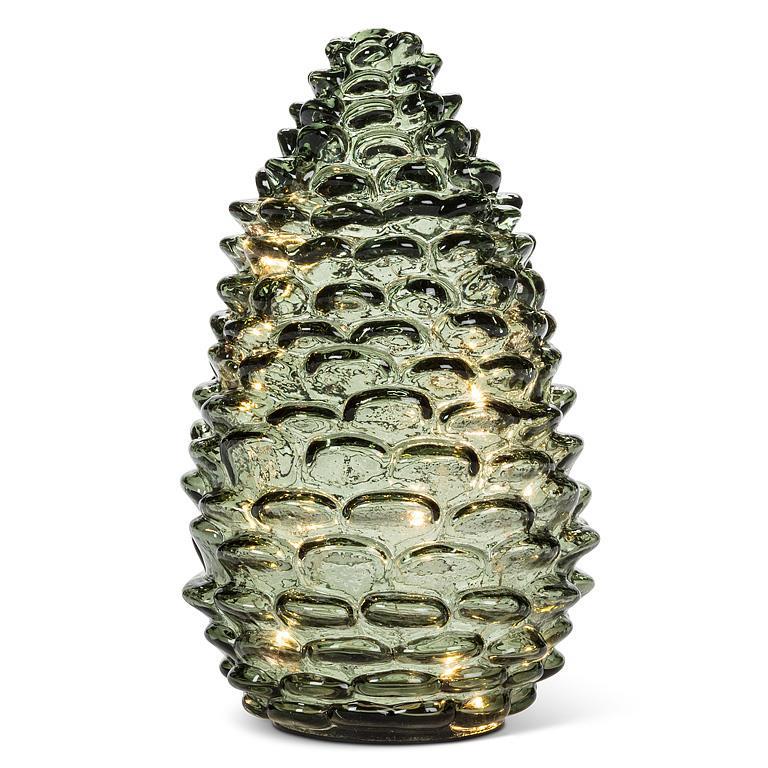 Abbott large green glass pinecone LED light, 8 inches