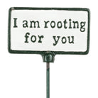 Abbott antique white plant sign reading I Am Rooting For You