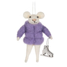 Abbott felt mouse ornament in a purple puffy coat