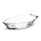 Abbott small boat shaped glass dish, side view