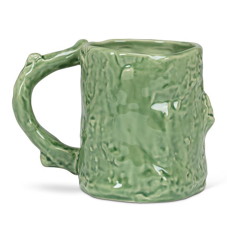Abbott green tree look mug with barn owl, side view