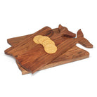 Abbott whale tail handle serving boards in acacia wood, stacked