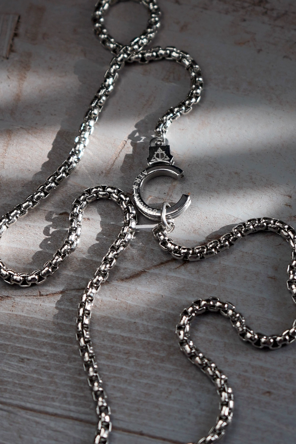 Air and Anchor Endgame chain necklace with cuff keeper in polished stainless steel