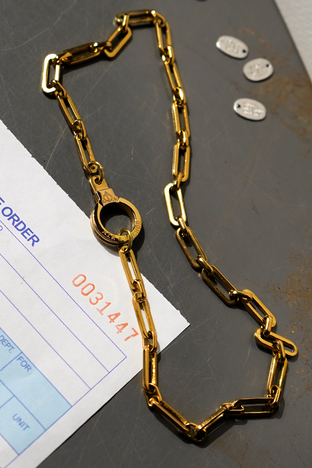 Air and Anchor Holding It All Together chain necklace with cuff keeper in PVD gold