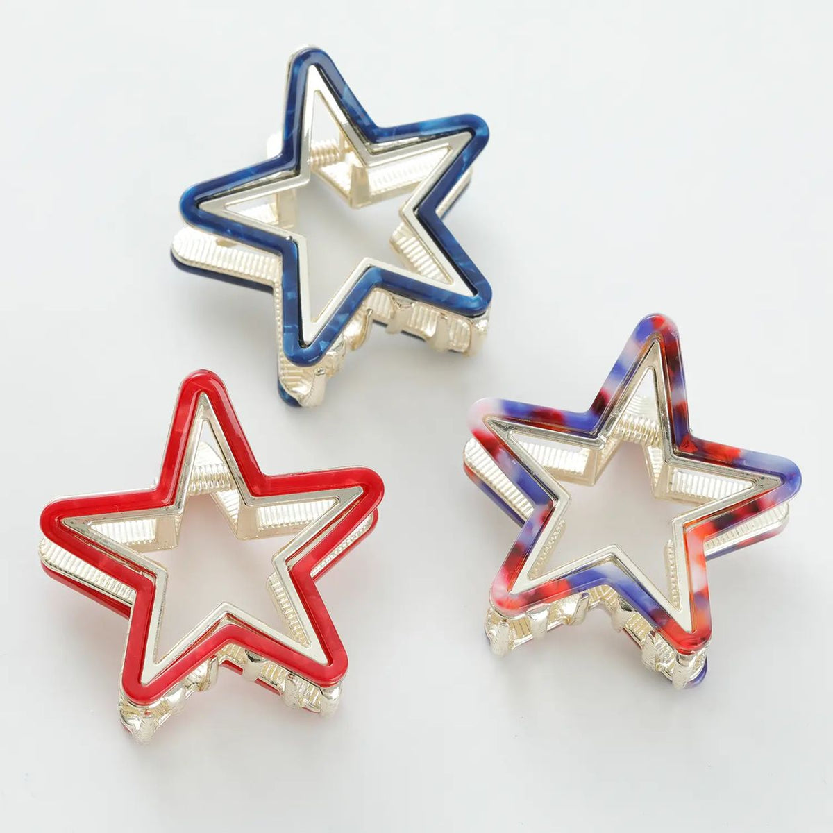 ADORRO small metal claw clip with Americana star design